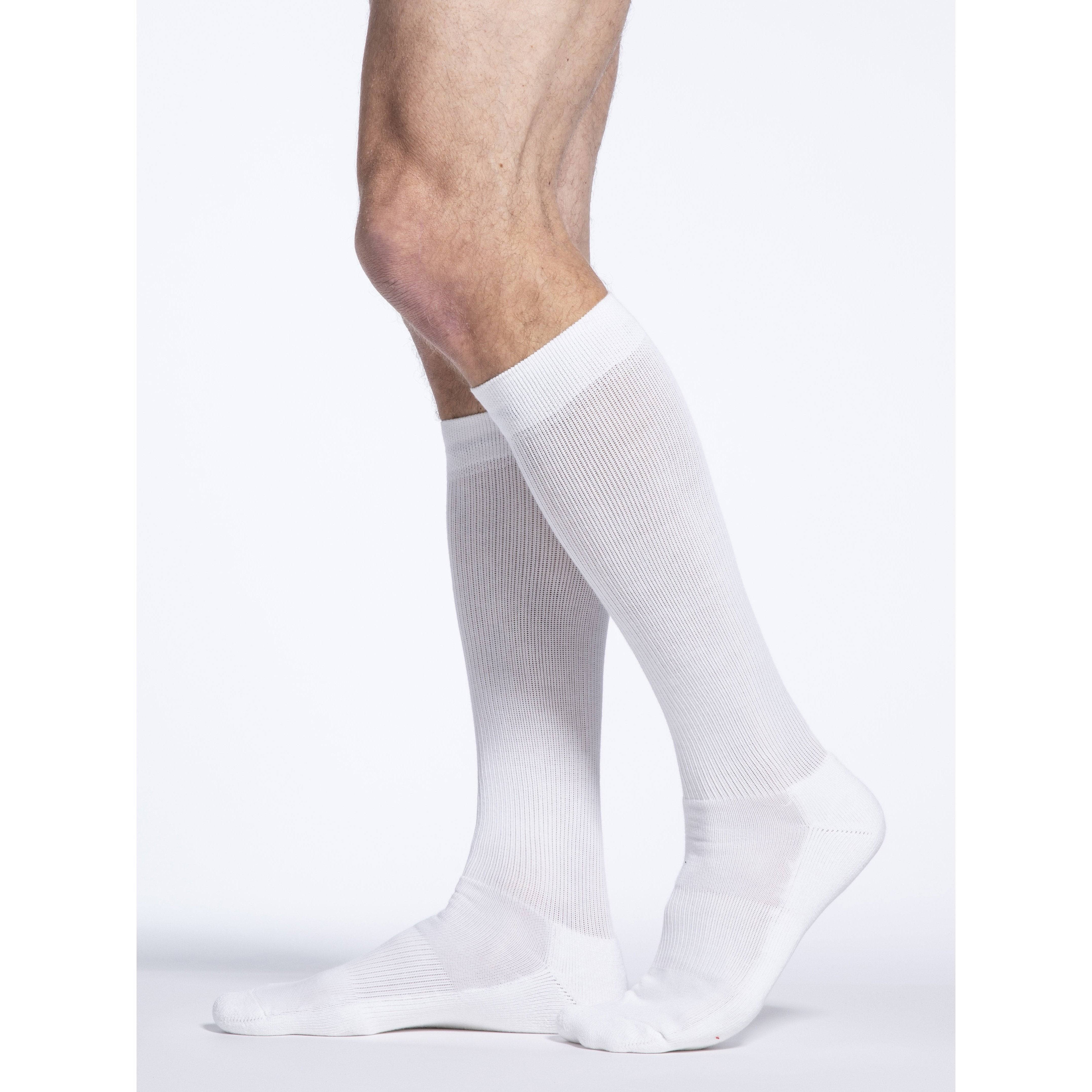 Sigvaris Men's 182 Well Being Cushioned Comfort Sock - White, 15-20mmHg