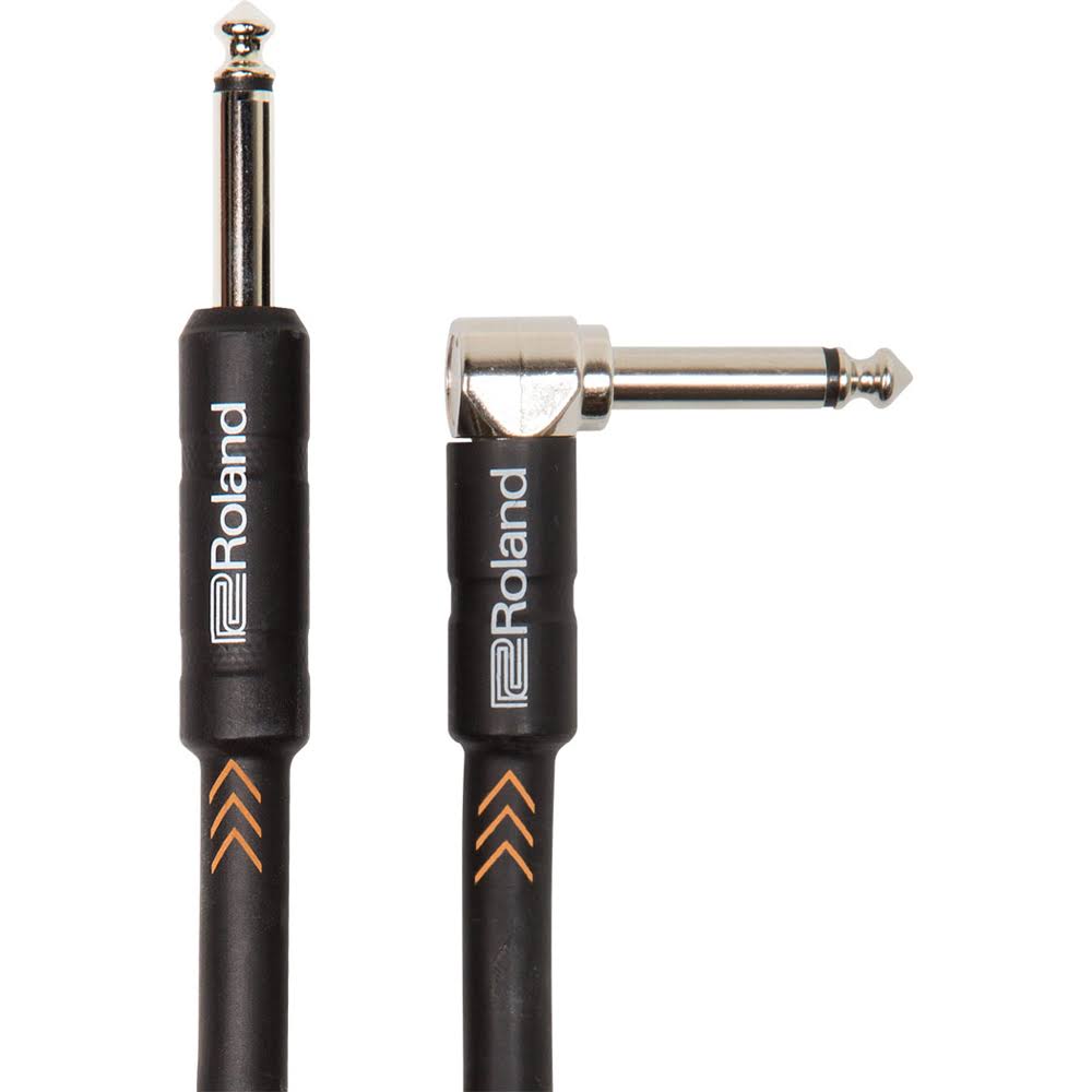 Roland Black Series Angled Straight Instrument Cable - 20', Black