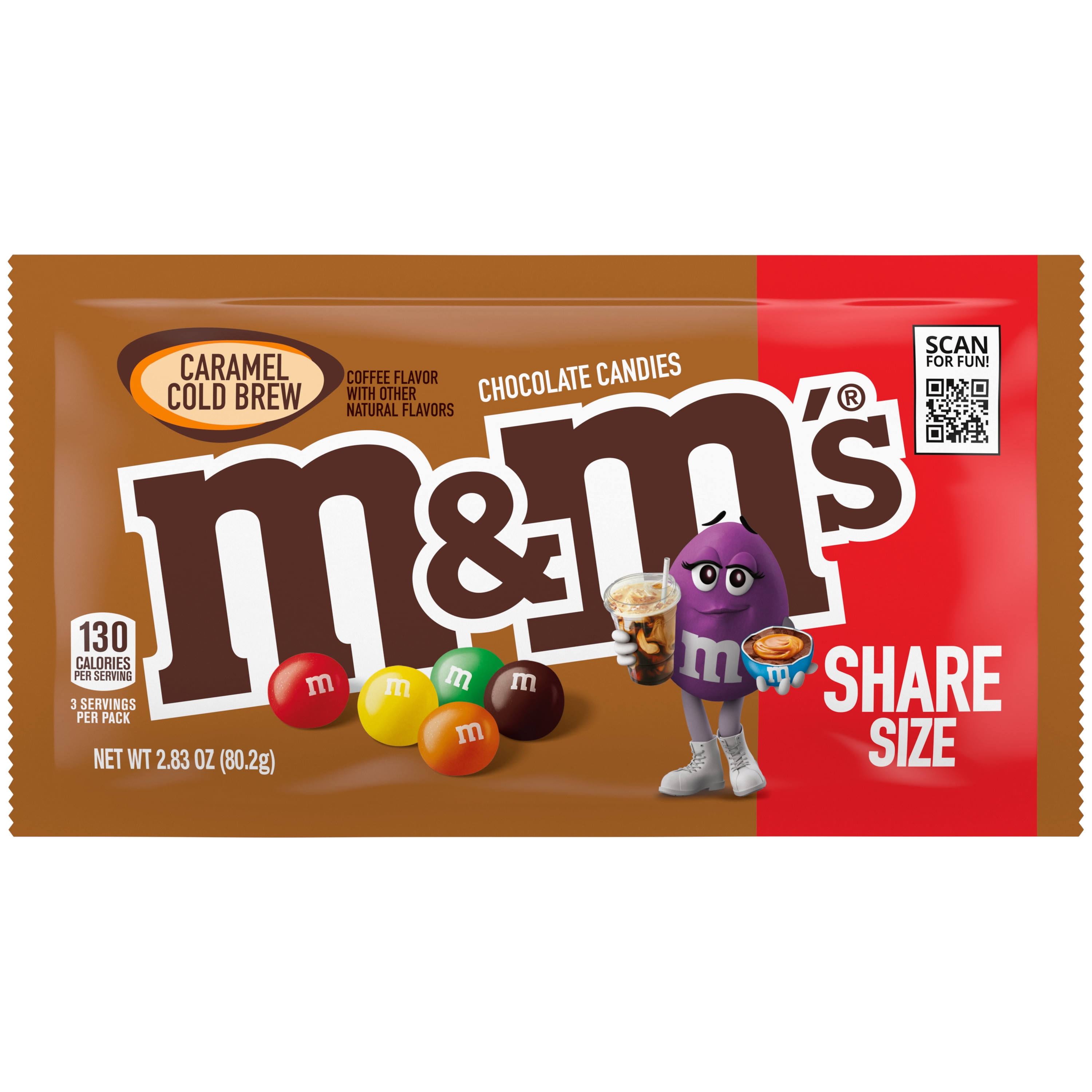 M&M's Caramel Cold Brew Milk Chocolate Candy, Share Size - 2.83 oz