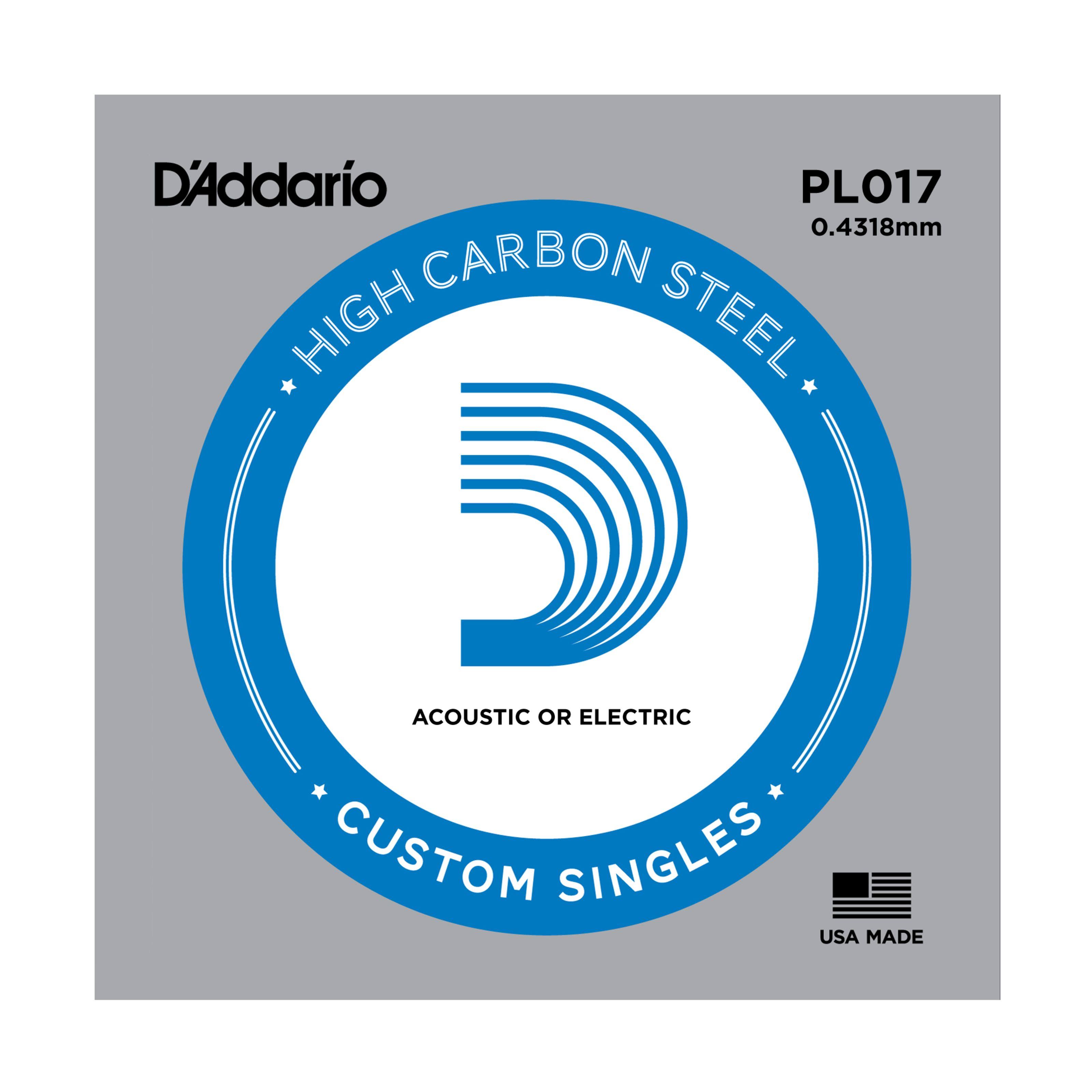 D'Addario PL017 .017 Plain Steel Guitar Single String