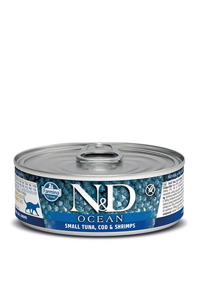 Farmina N&D Ocean Bonito, Cod & Shrimp Adult Cat Wet Food, 2.8-oz