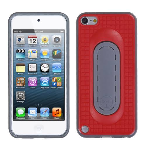 Apple iPod Touch 5th Gen 5G - Red Snap Tail Stand Protector Case Cover