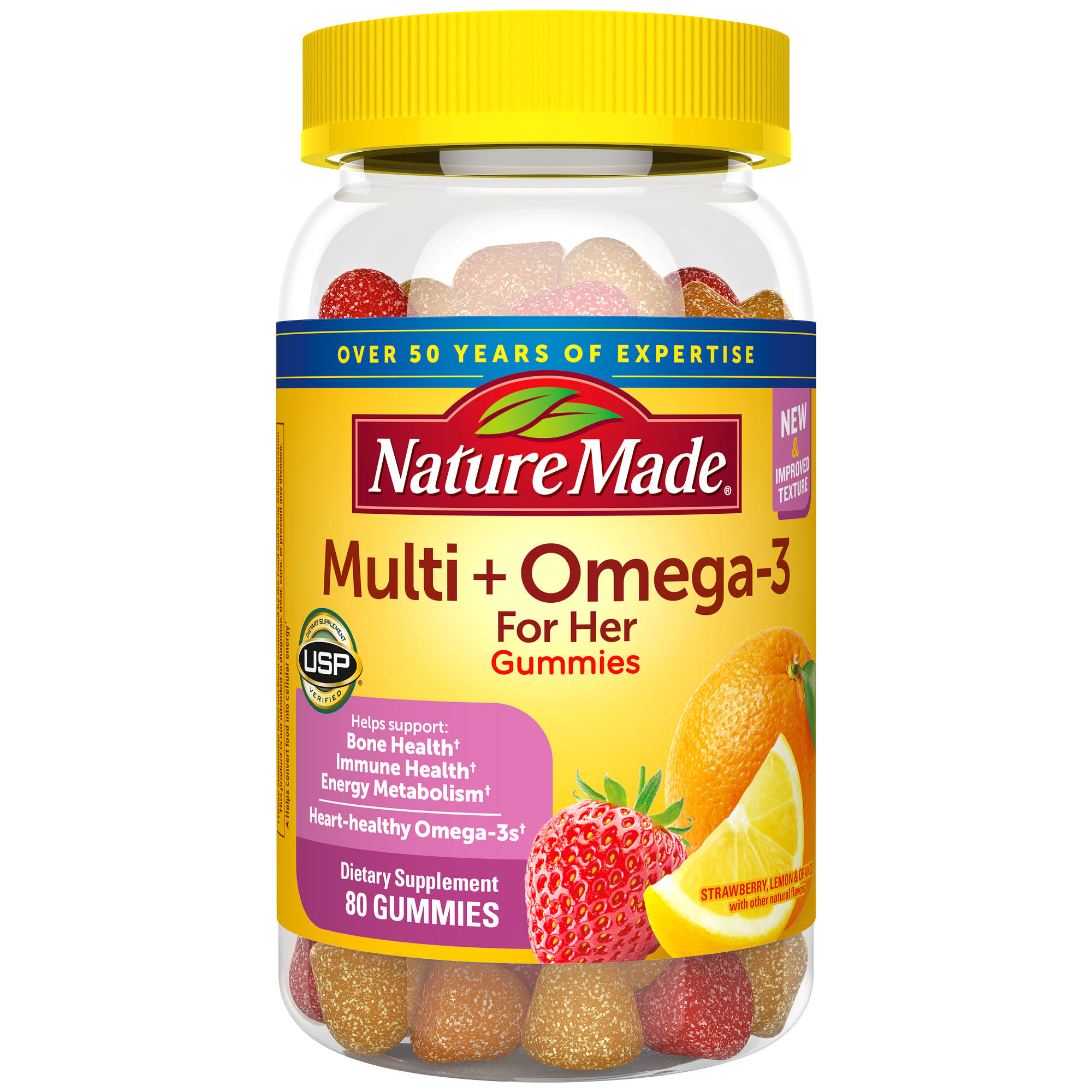Nature Made Multi For Her Plus Omega-3 Adult Gummies Dietary Supplement - 80ct
