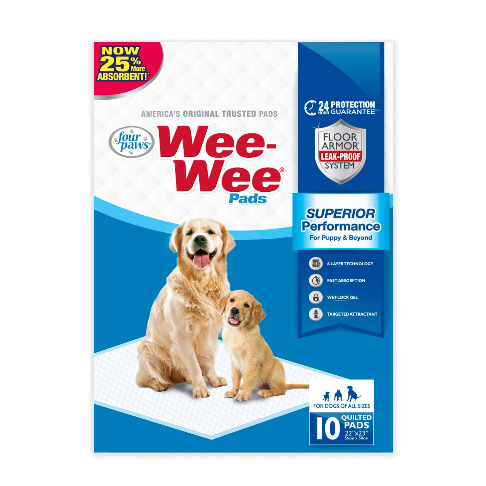 Four Paws Wee-Wee Puppy Pads - 22" x 23", 10pcs