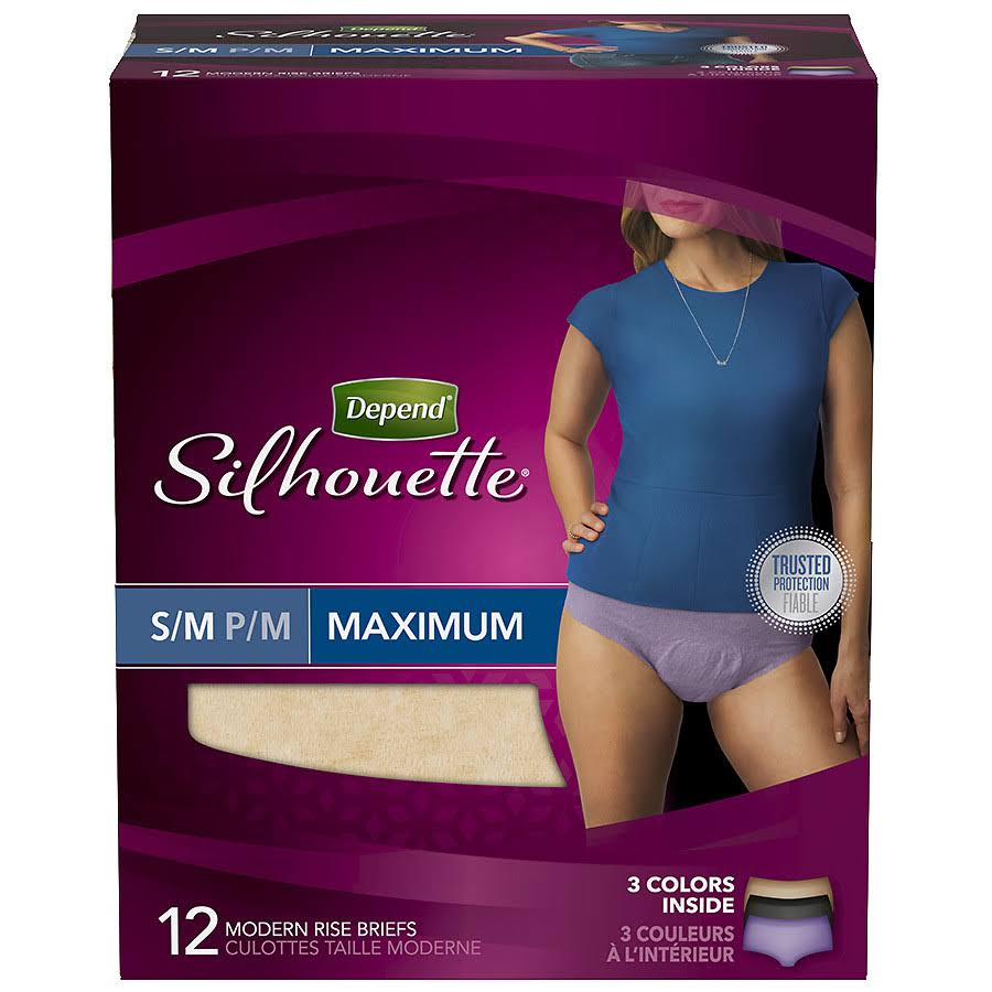Depend Underwear Silhouette Maximum Absorbency for Women - Small/Medium, 12 Count