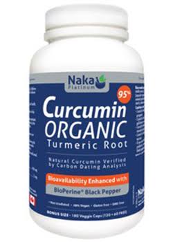 Organic Curcumin 95% + Bioperine - 120 Vcaps + 60 Vcaps Bonus