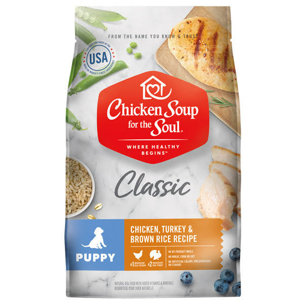 Chicken Soup for the Soul Puppy Chicken Turkey Brown Rice Dry Dog Food, 28 lb