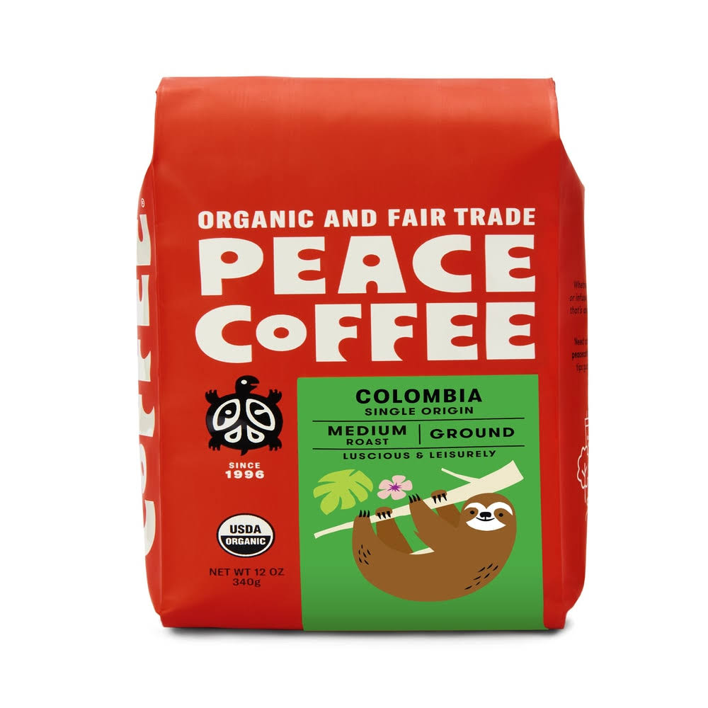 Peace Coffee Medium Roast Colombia Single Origin Ground Coffee
