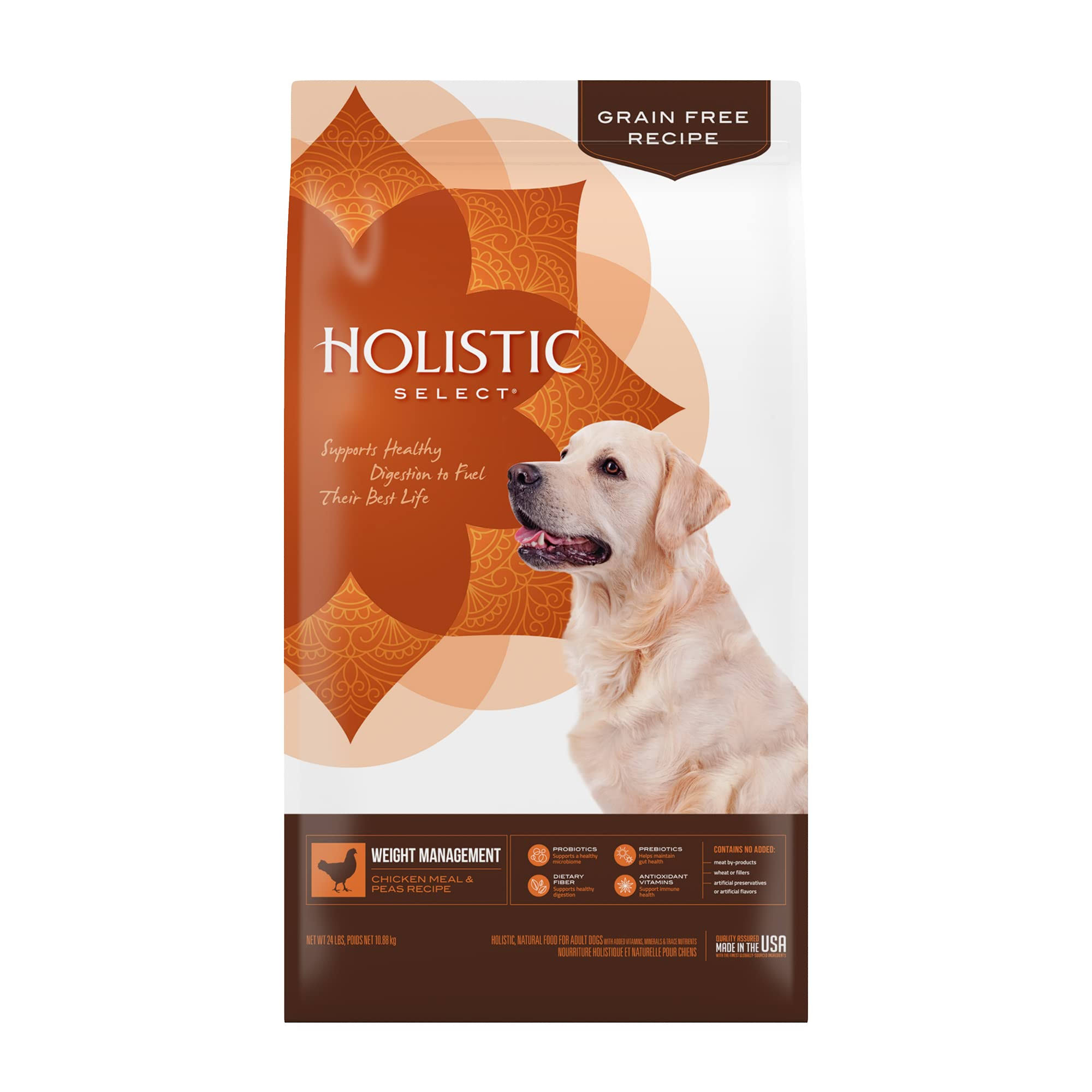 Holistic Select Weight Management Chicken Meal & Peas Recipe Dry Dog Food, 24-lb