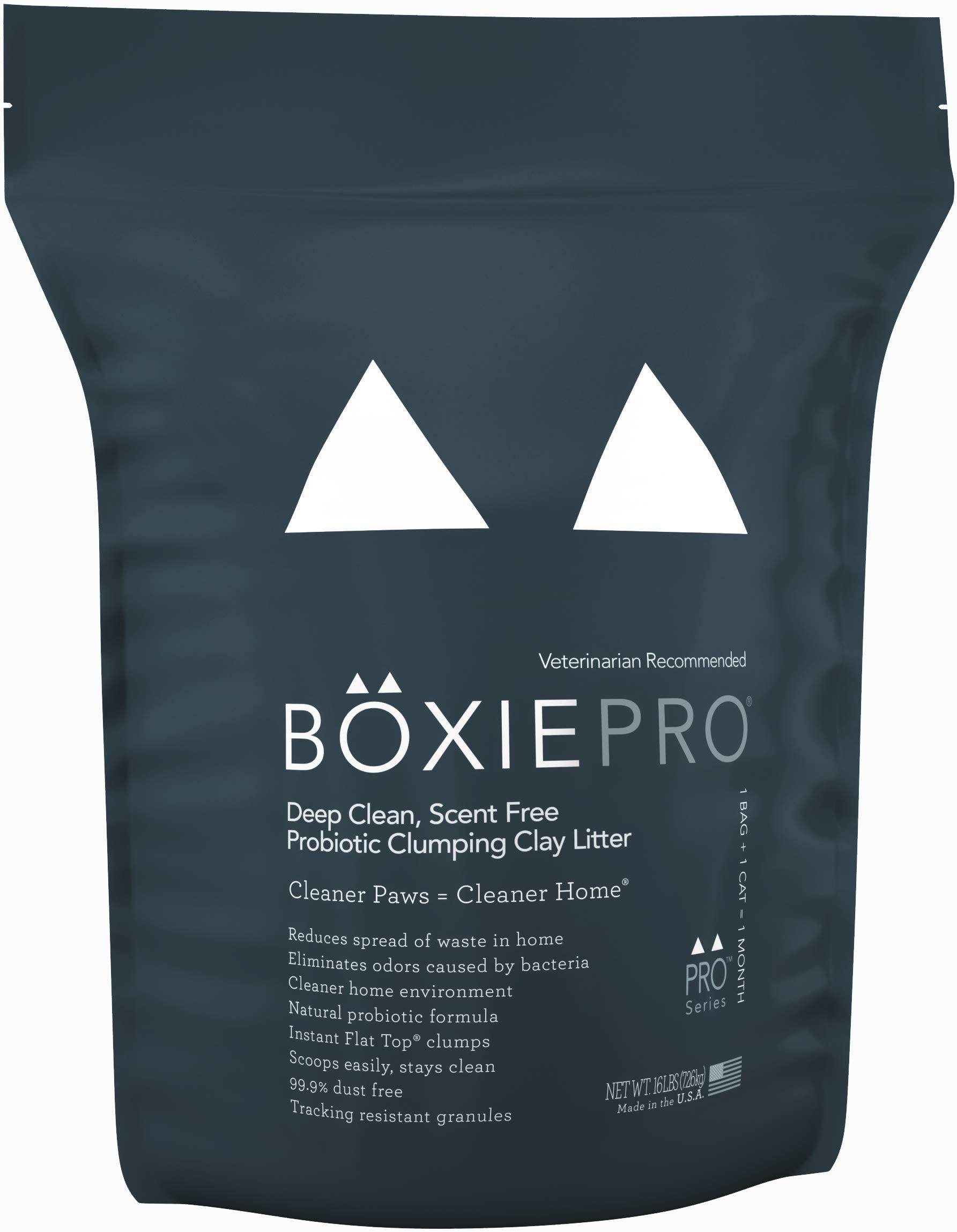 BoxiePro Deep Clean Probiotic Clumping Clay Cat Litter, Scent Free - 16.0 lb