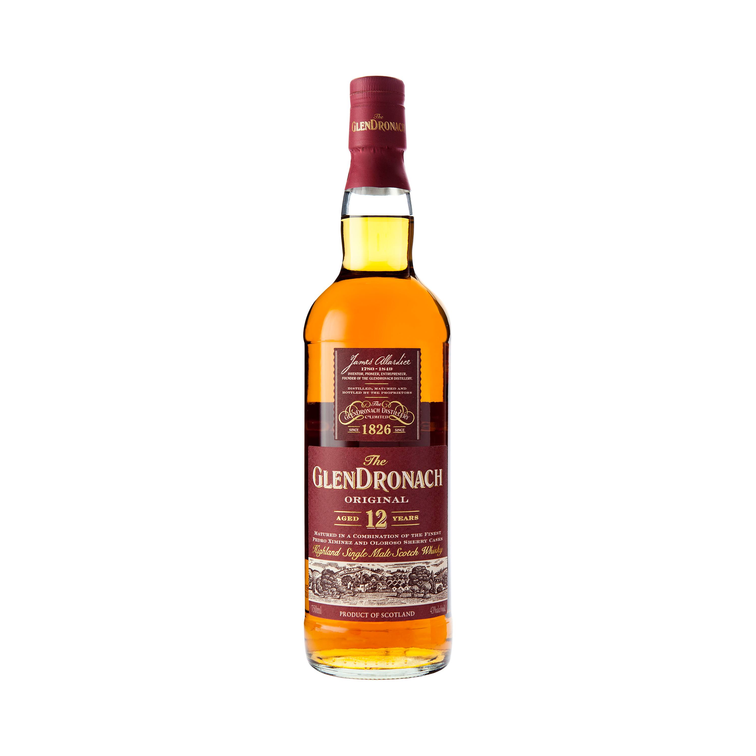 GlenDronach Original Aged 12 Years Scotch, Single Malt Scotch Whisky - 750 ml