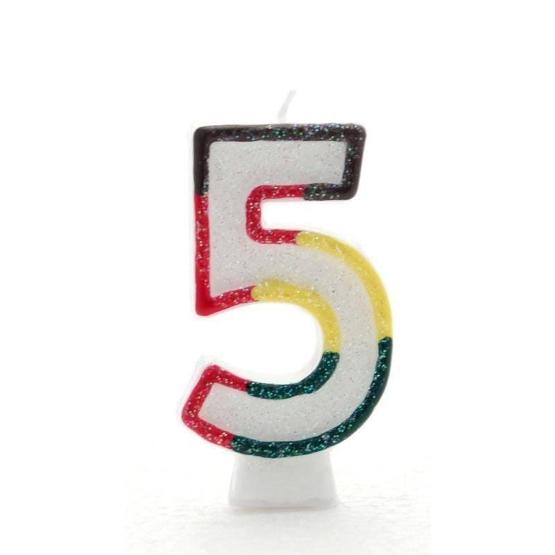 Multicoloured Number Candle - Number 5