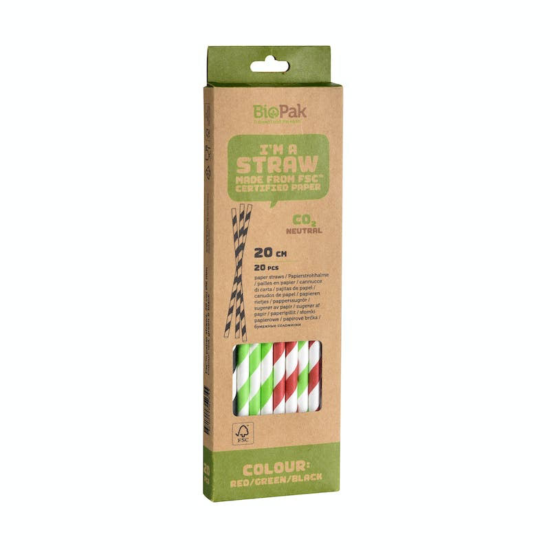 Duni Paper Straws red/green/black 20 Pcs