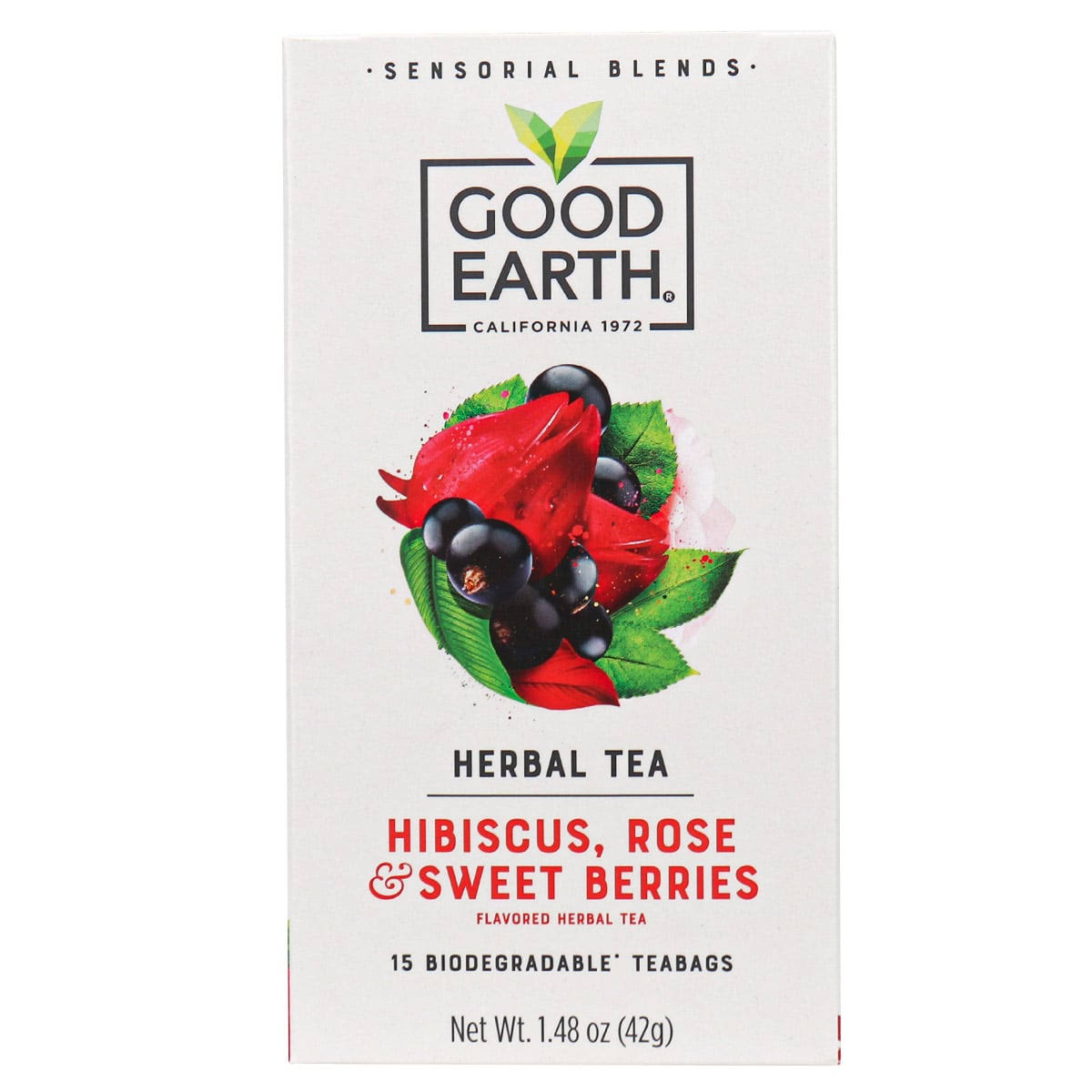 Good Earth Sensorial Blends Flavoured Herbal Tea Hibiscus, Rose & Sweet Berries, 15 Bags