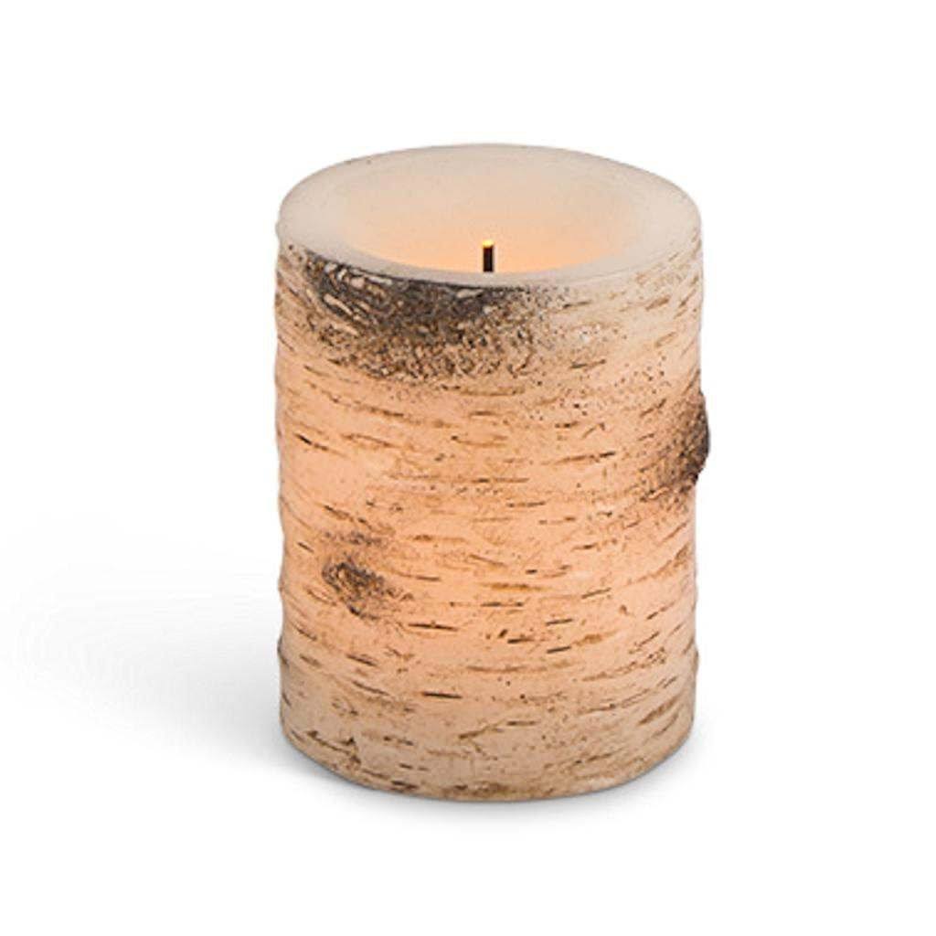 Gerson 43853 Birch Bark Design Straight Edge Battery Operated Full Candle - 4"