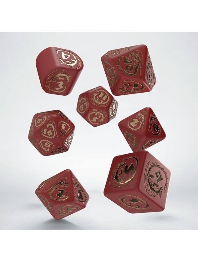 Q-Workshop Dragons Modern Dice Set Red and Gold