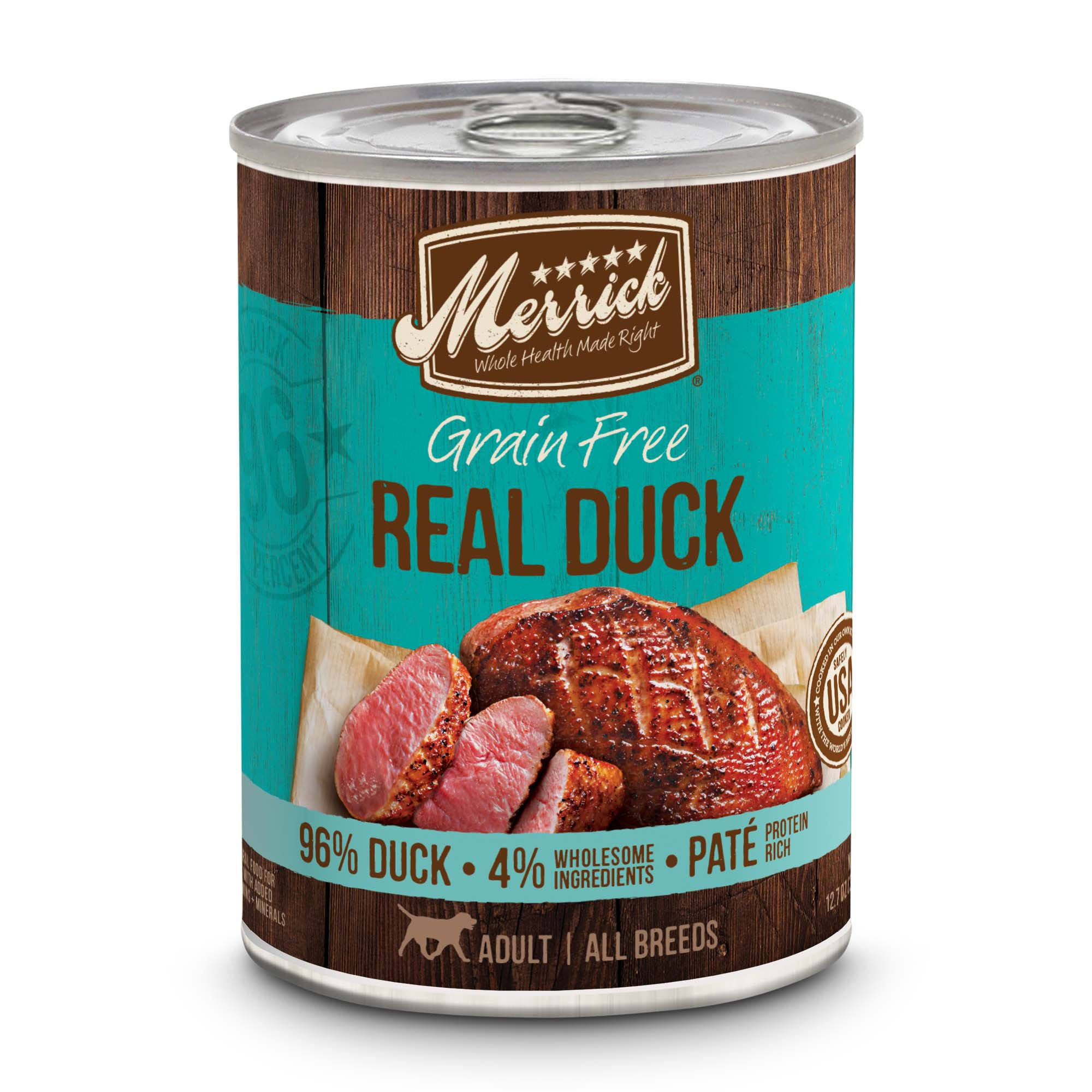 Merrick Grain-Free Real Duck Canned Dog Food, 12.7-oz, Case of 12