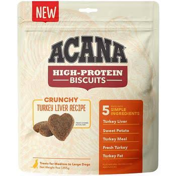 Acana High-Protein Crunchy Turkey Liver Recipe Large Dog Biscuits 9 oz