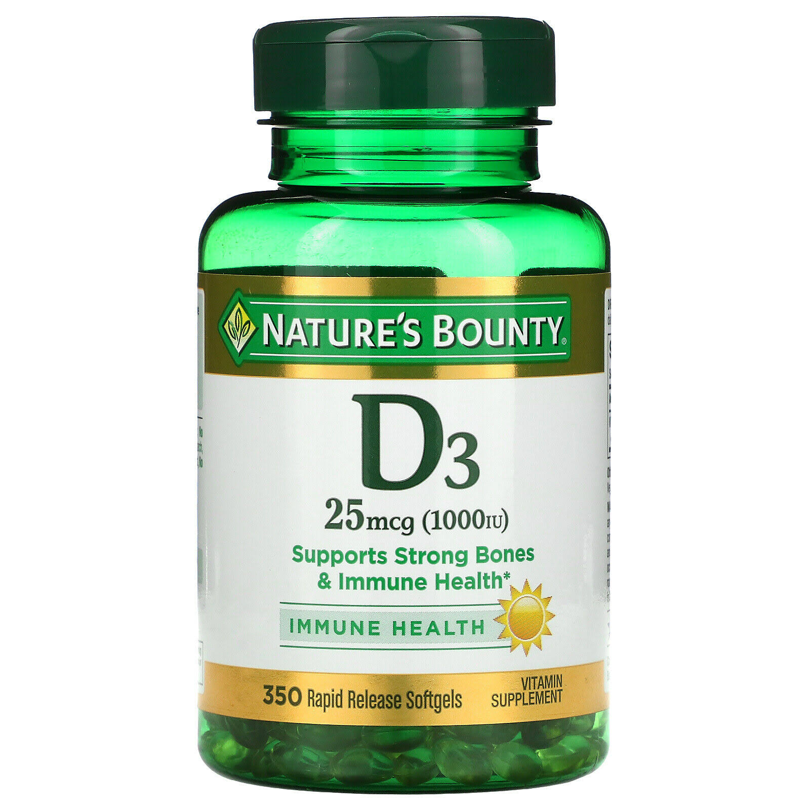 Nature's Bounty D3 1000 IU Vitamin Supplement - 350 Rapid Release Softgels