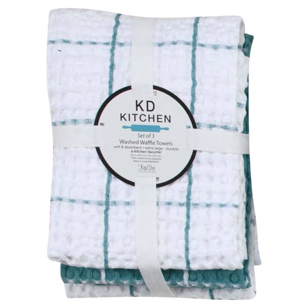 Kay Dee Designs Washed Waffle Kitchen Towels - Aqua Haze