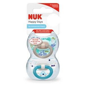 Nuk Happy Days Silicone Soothers - Blue, 2pk
