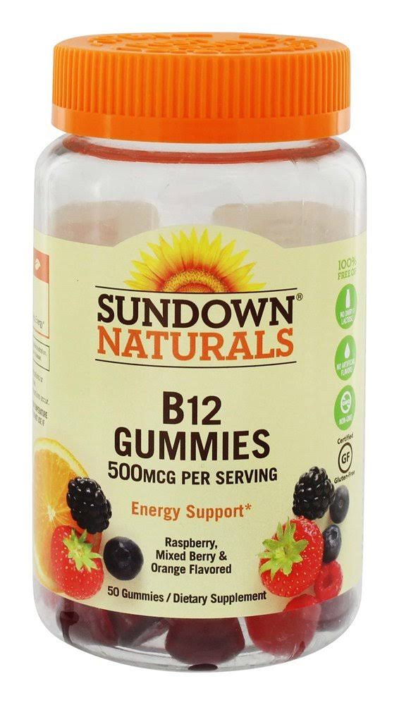 Sundown Naturals Vitamin B-12 Energy Support Supplement - 50 Gummies, Assorted Fruit