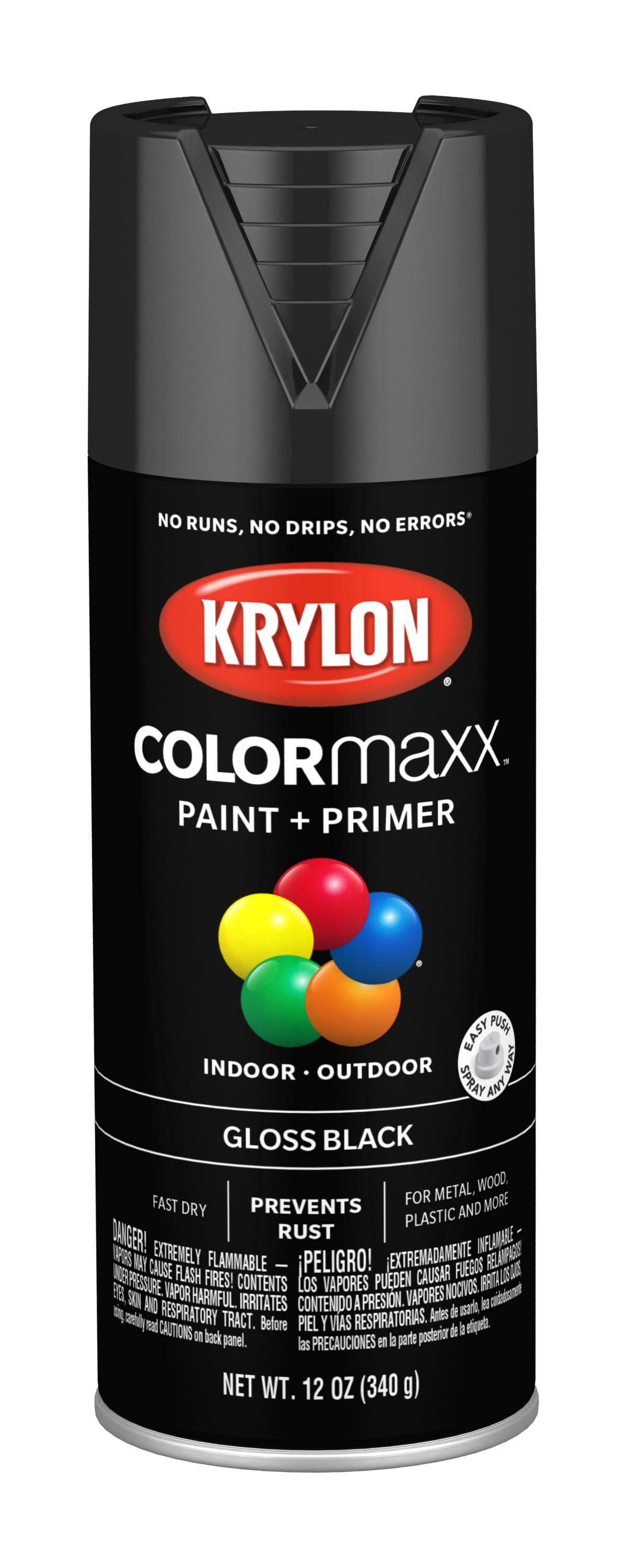 Krylon K05505007 COLORmaxx Spray Paint Gloss Black 12 Ounce