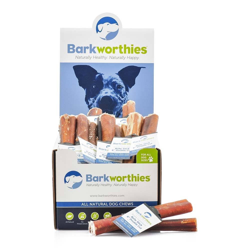 Barkworthies All Natural Bully Sticks Dog Chew Treat - 6", Double Cut