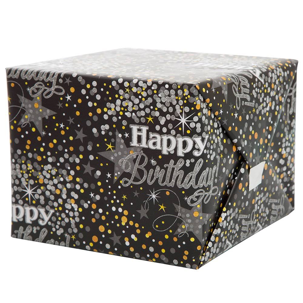 Unique Industries Silver Glittering Birthday Wrapping Paper