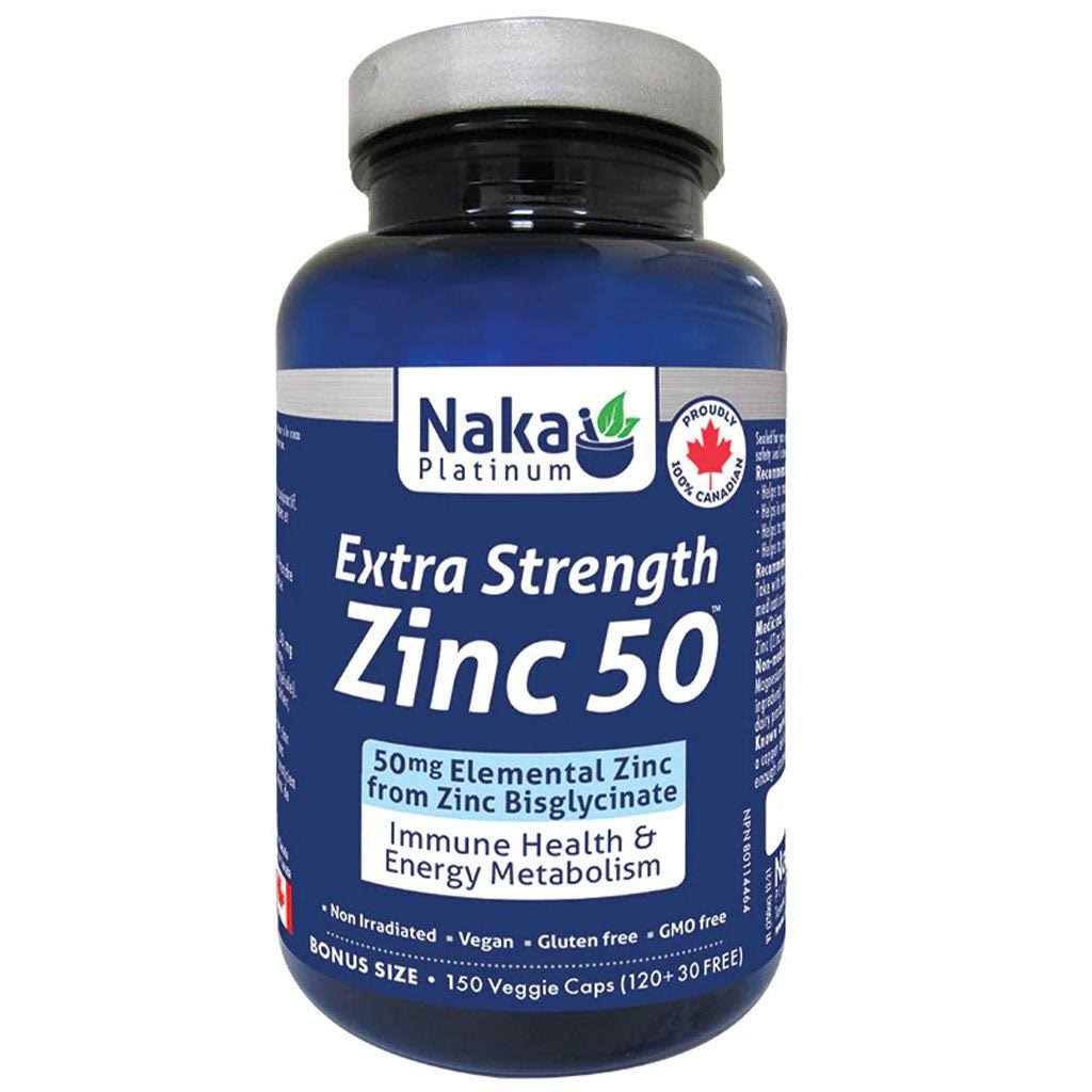 Naka Platinum EXTRA STRENGTH ZINC 50, 150 Vcaps