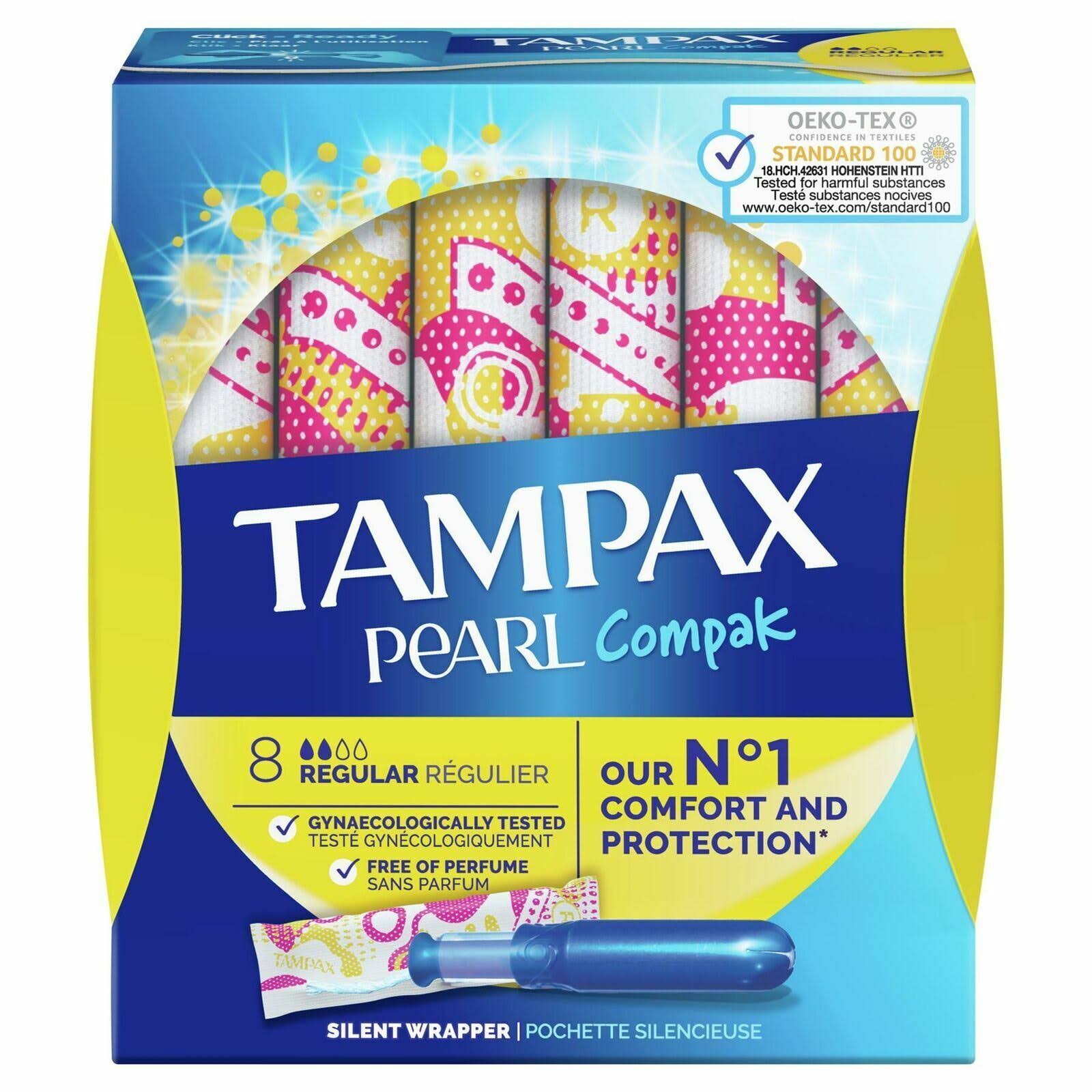 Tampax Pearl Compak Regular Tampons Applicator - 8pk