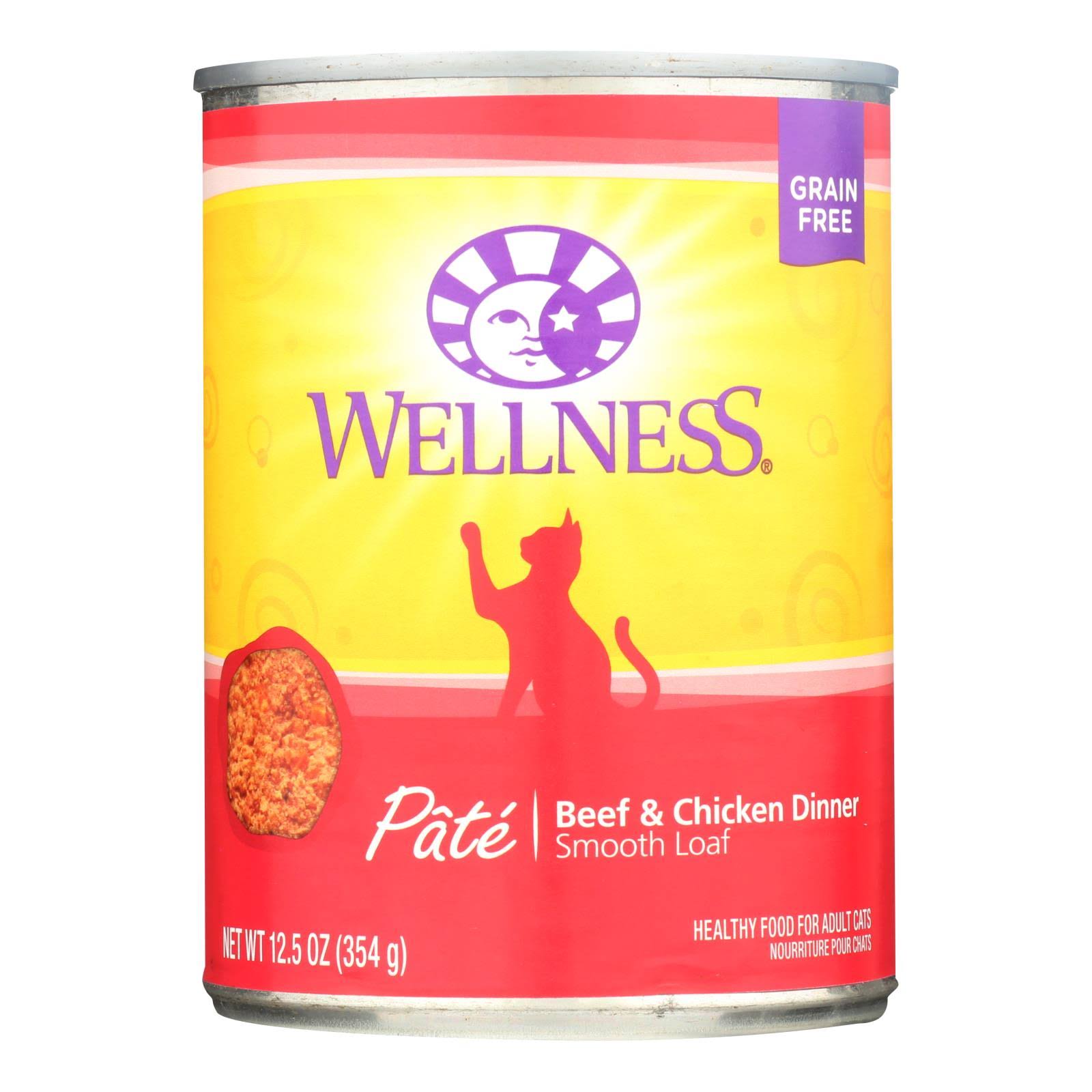 Wellness Pet Products Cat Food - Beef and Chicken - Case of 12 - 12.5 oz.