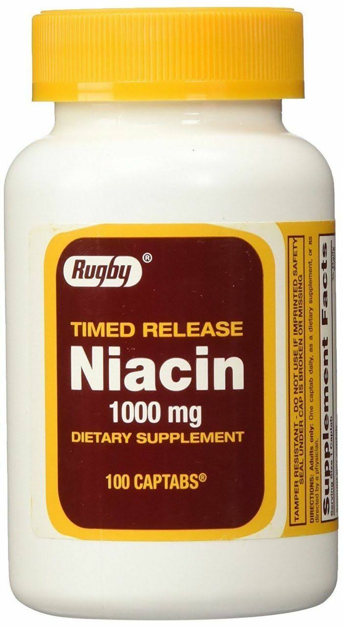 Rugby Timed Release Niacin - 1000mg, 100 Tablets