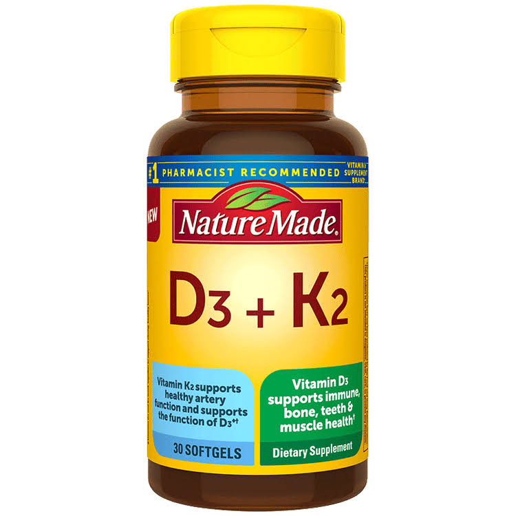 Nature Made Vitamins D3 + K2, Softgels - 30 softgels