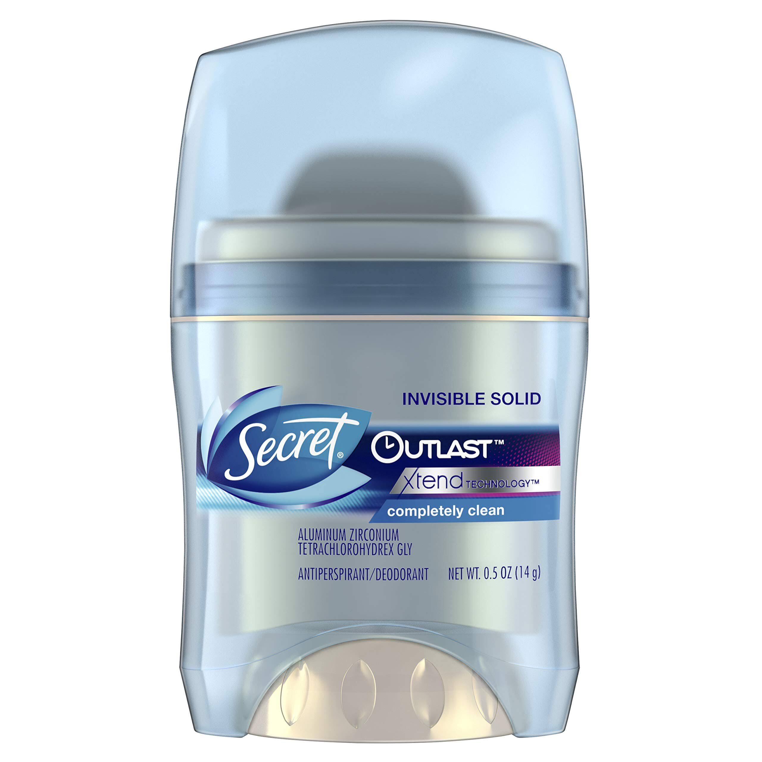 Secret Outlast Invisible Solid Antiperspirant and Deodorant - Completely Clean Scent, 0.5oz