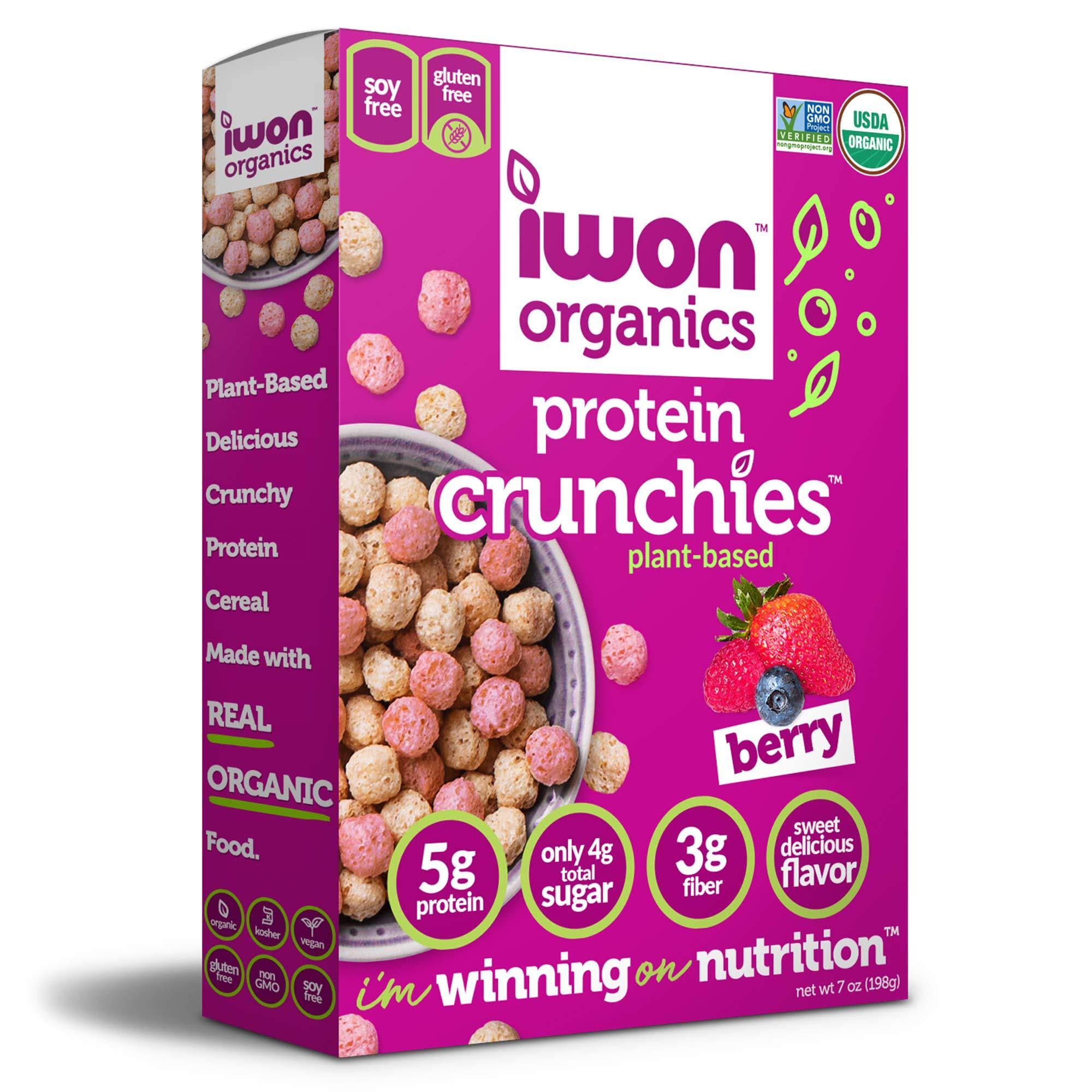 Iwon Organics Protein Crunchies, Plant-Based, Berry - 7 oz