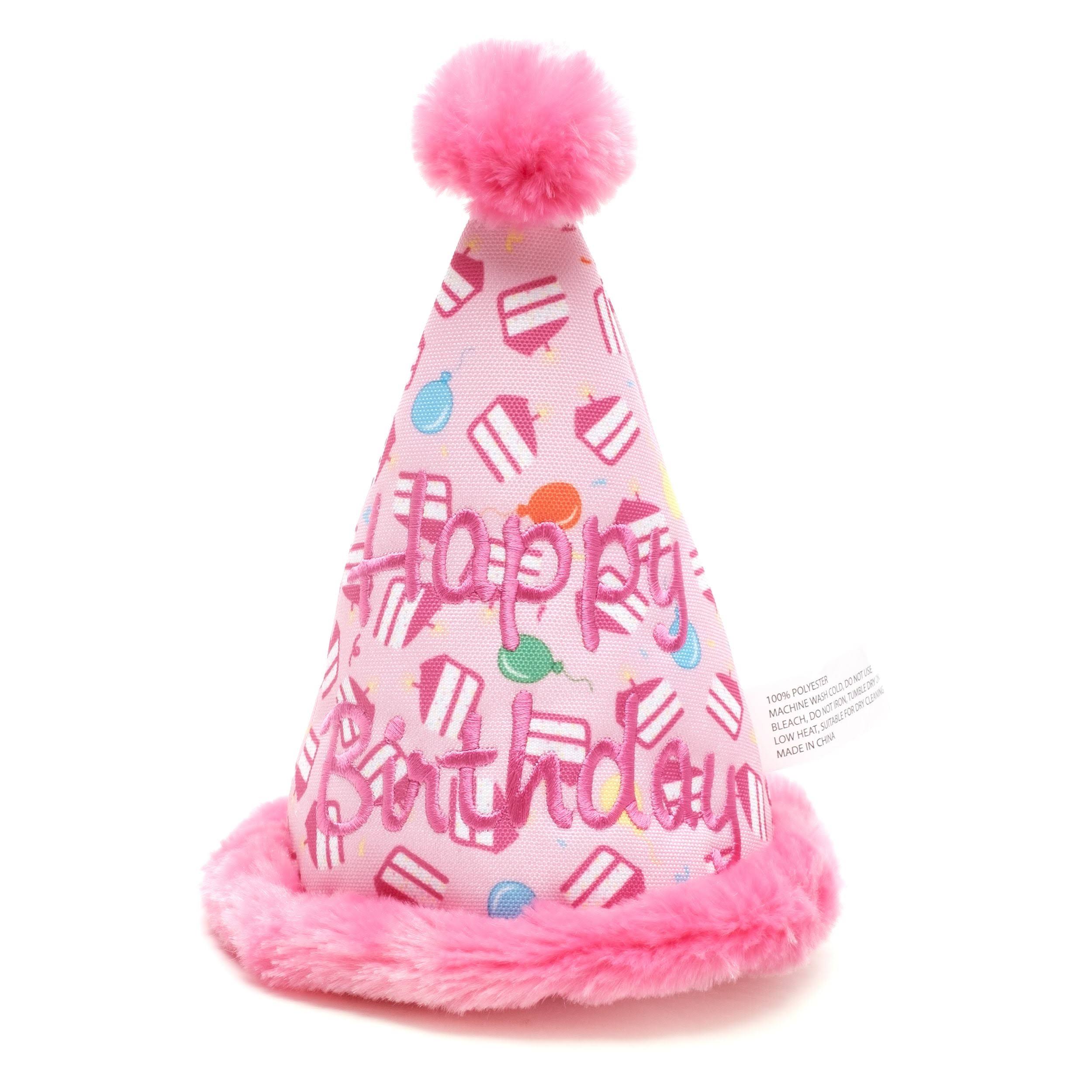 Worthy Dog Birthday Hat Dog Toy - Pink - One Size