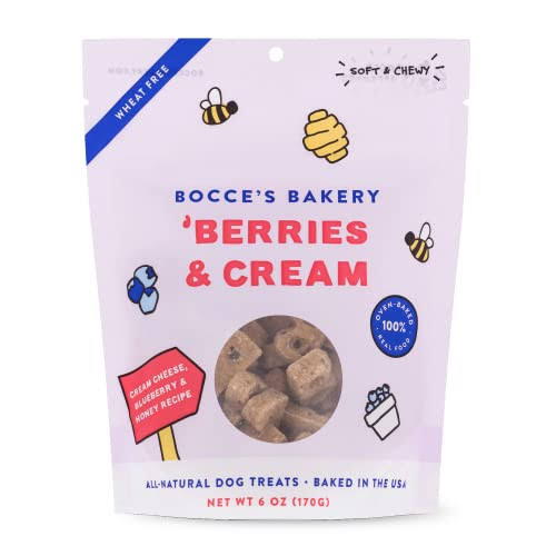Bocce's Bakery 'Berries & Cream Treats for Dogs, Wheat-Free Everyday Dog Treats, Made with Real Ingredients, Baked in The USA, All-Natural Soft &