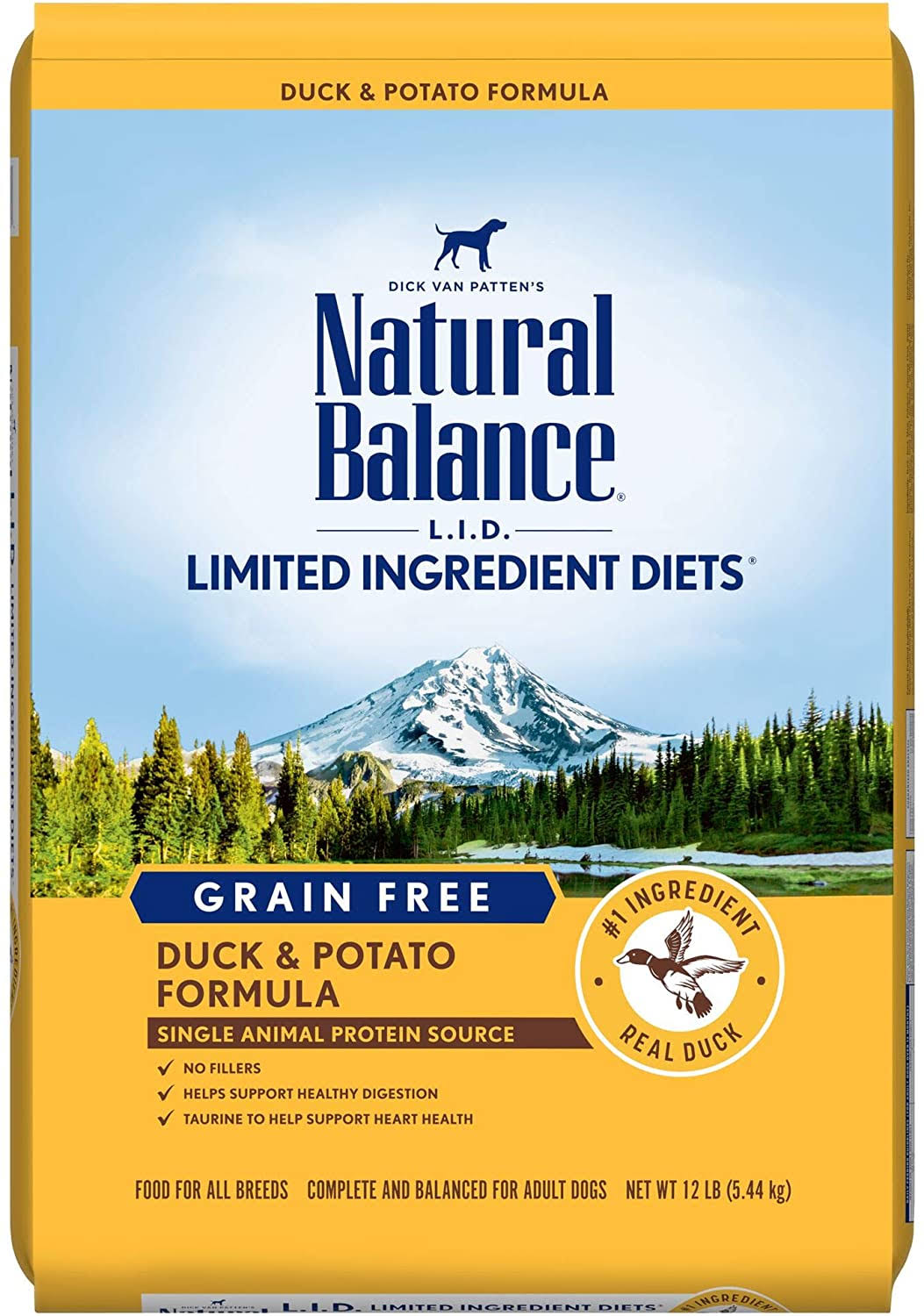 Natural Balance L.I.D. Limited Ingredient Diets Dog Food, Grain Free, Duck & Potato Formula - 12 lb