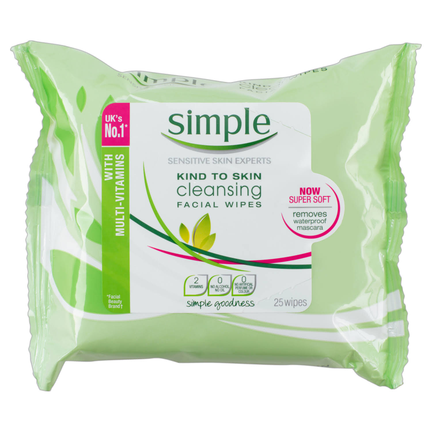 Simple Kind to Skin Cleansing Facial Wipes Pack - 25pk