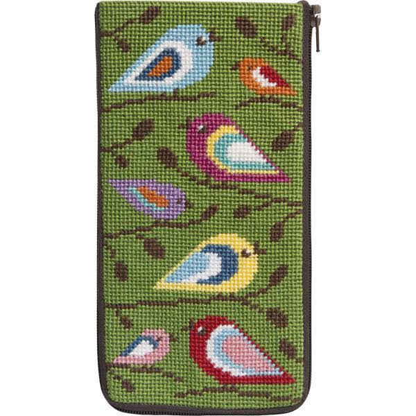 Stitch & Zip Needlepoint Eyeglass Case Kit - SZ474 Birds of Color