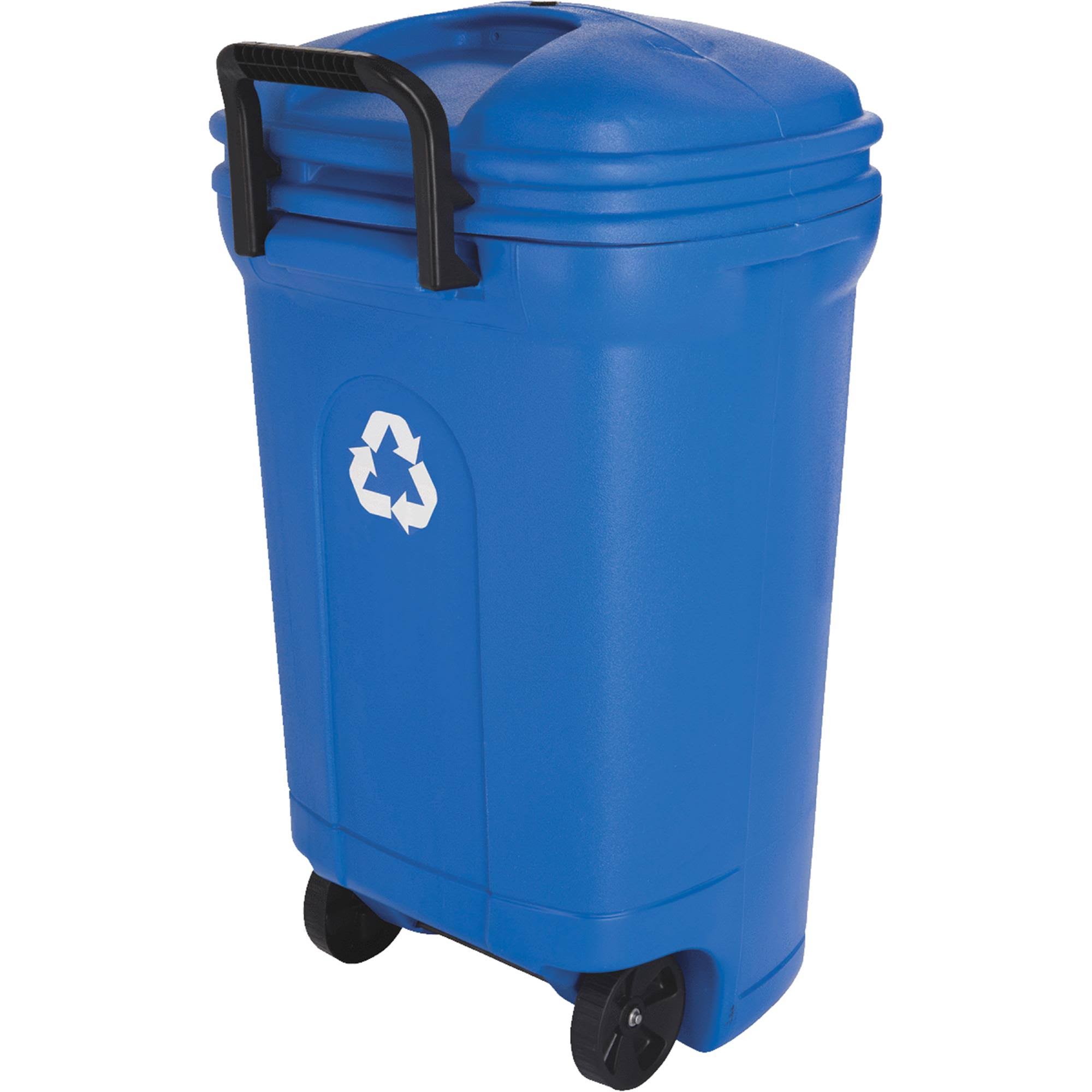 United Solutions Recycling Trash Can With Lid - Blue, 34 gal