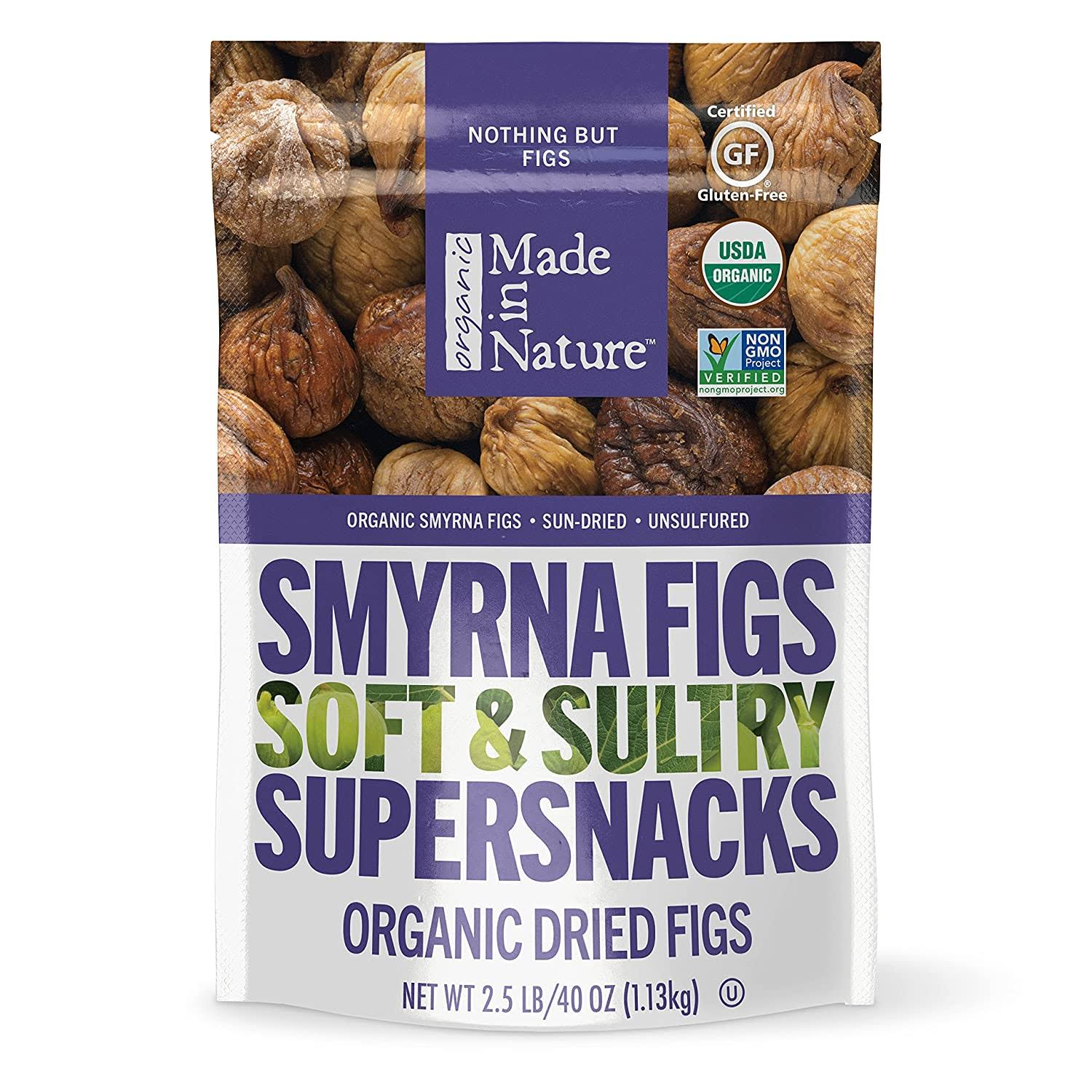 Made in Nature Organic Dried Fruit, Turkish Smyrna Figs, 40oz Bag Non