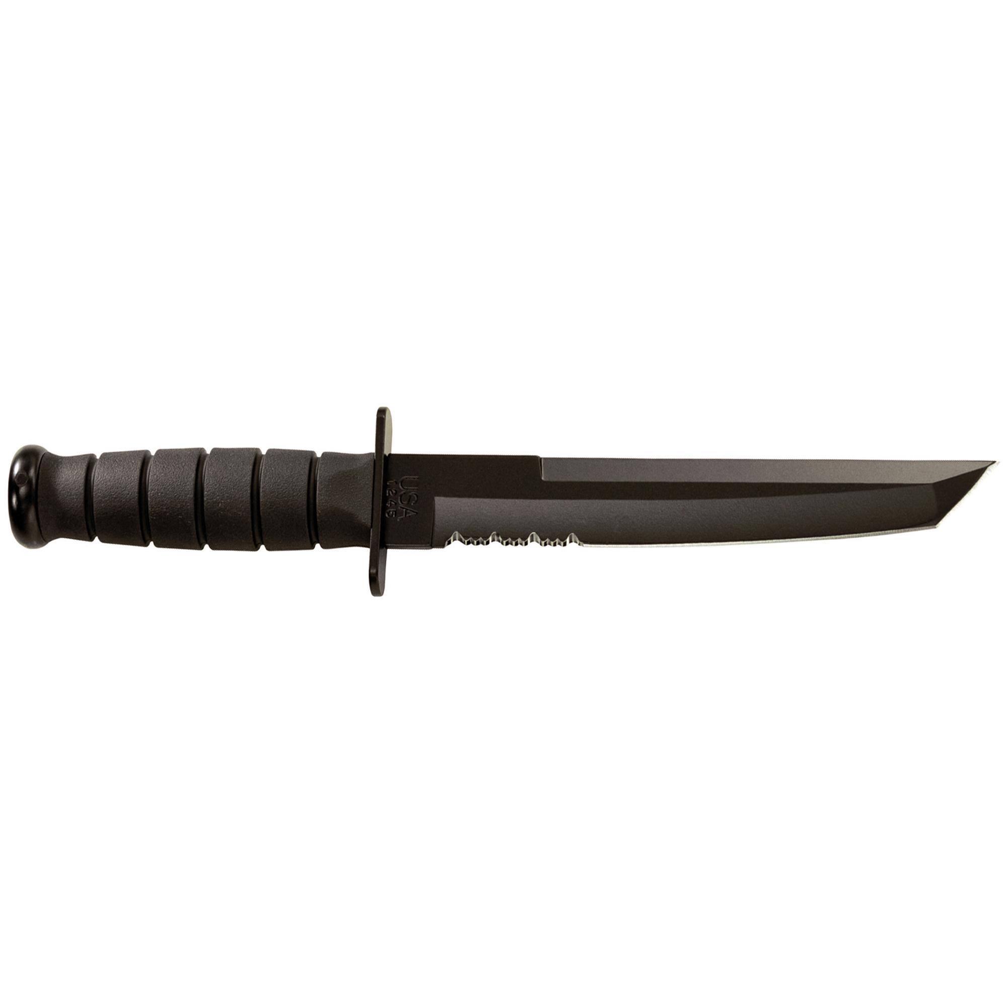Ka Bar 1245 Tanto Serrated Knife - Black, 7"