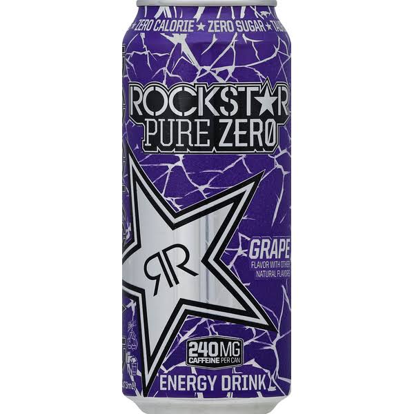 Rockstar Pure Zero Energy Drink, Grape - 16 fl oz
