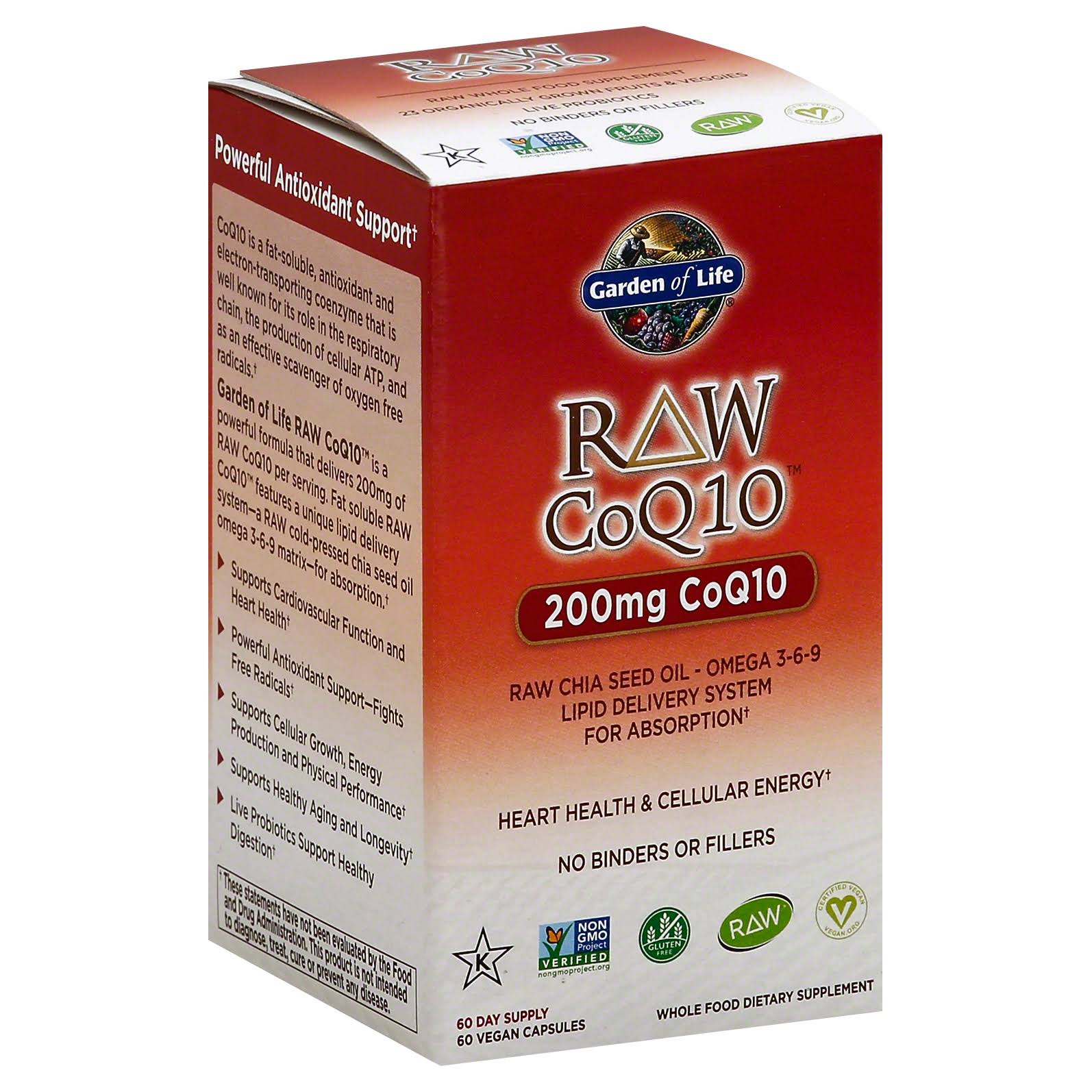 Garden of Life Raw CoQ10 - 200mg, 60 Vegetarian Capsules