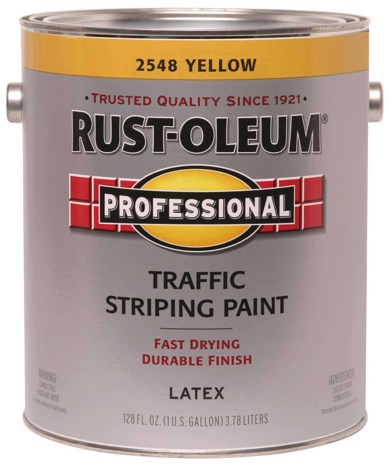 RUST-OLEUM PROFESSIONAL 2548402 Traffic Striping Paint, Flat, Traffic Yellow, 1 gal, Pail