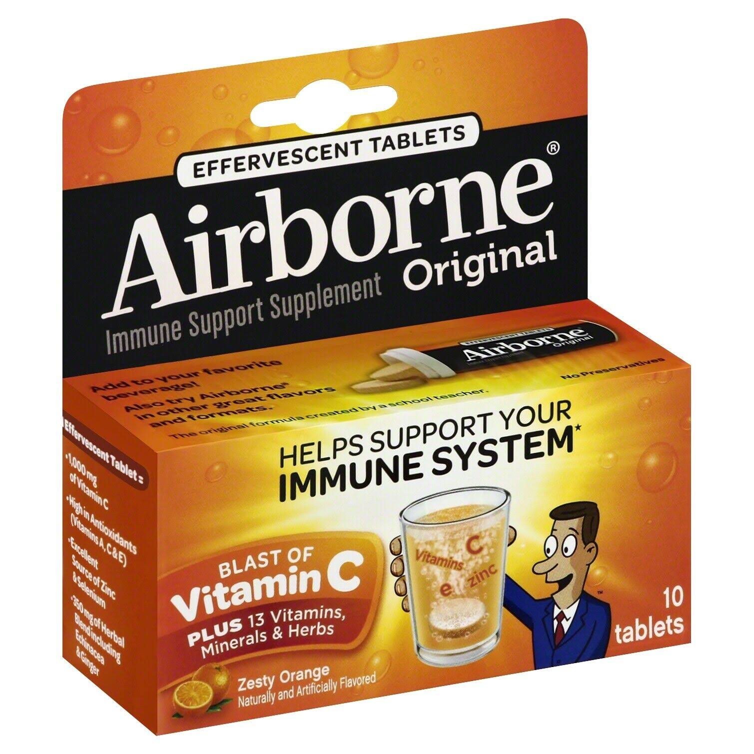 Airborne Immune Support Effervescent Tablet - Zesty Orange, 10ct