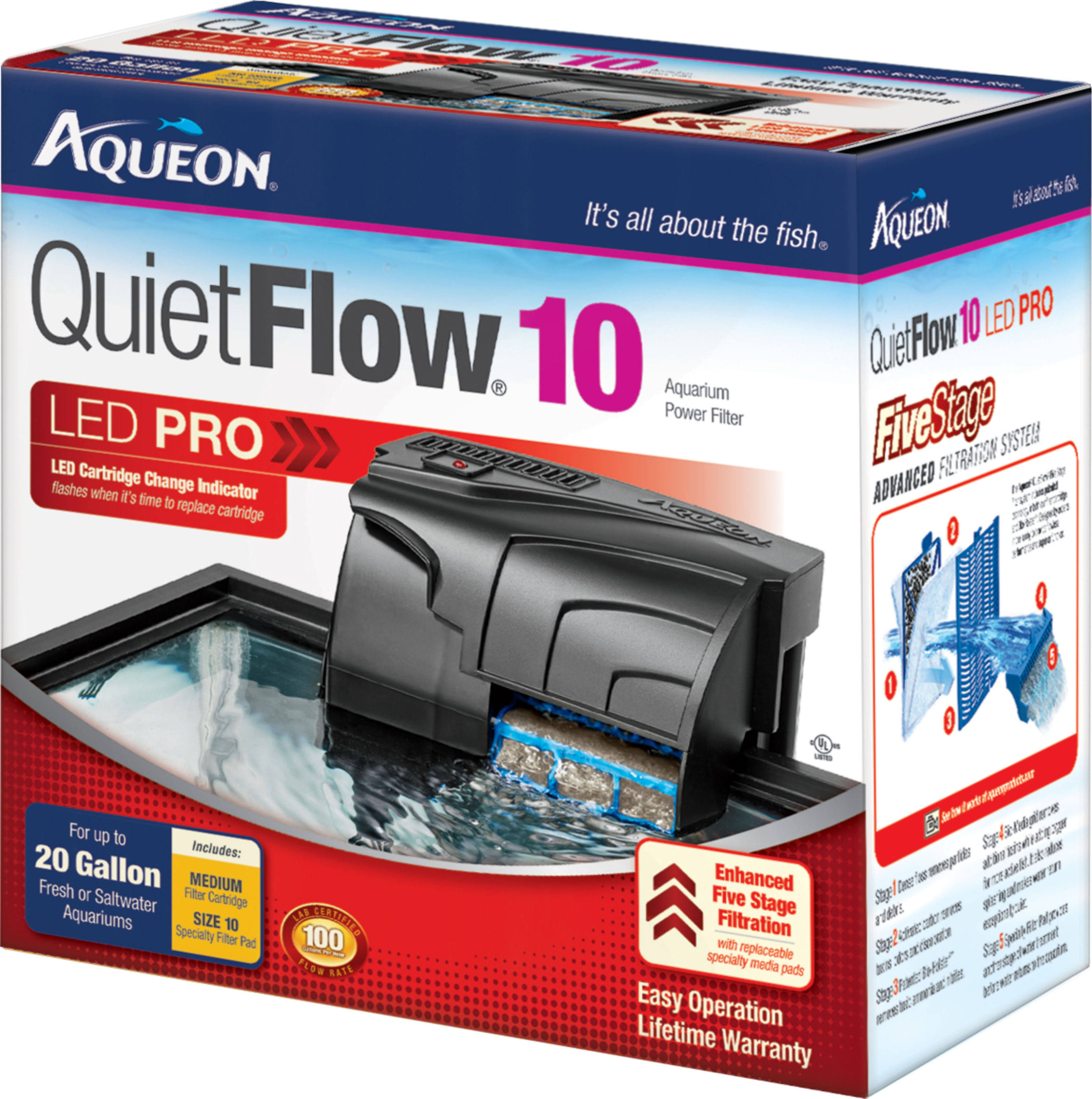 Aqueon QuietFlow10 Aquarium Power Filter