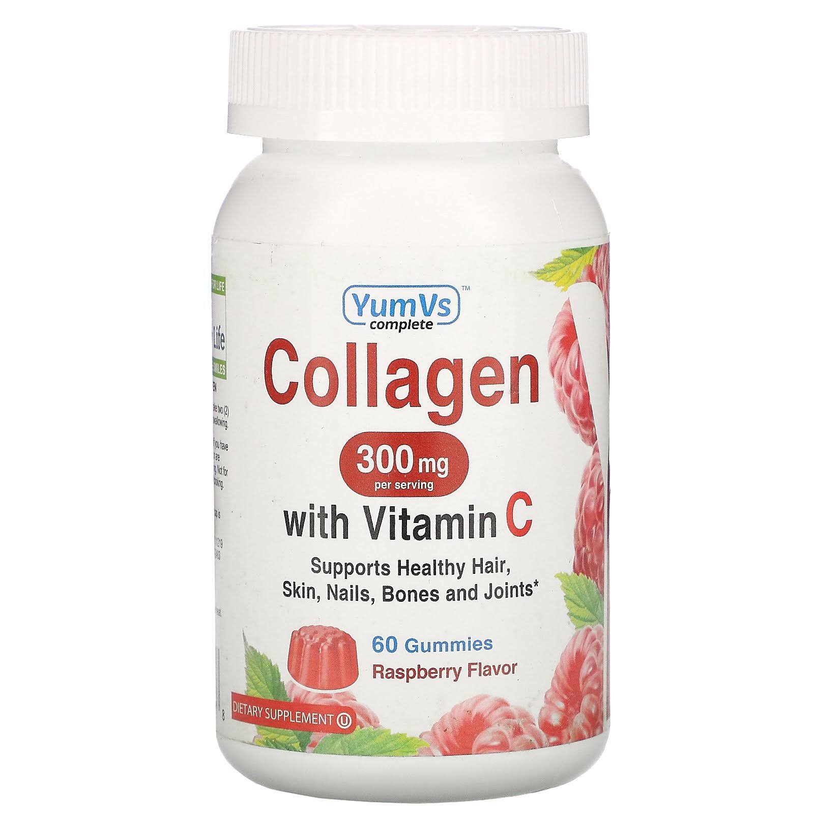 YumV's, Collagen with Vitamin C, Raspberry Flavor, 300 mg, 60 Gummies